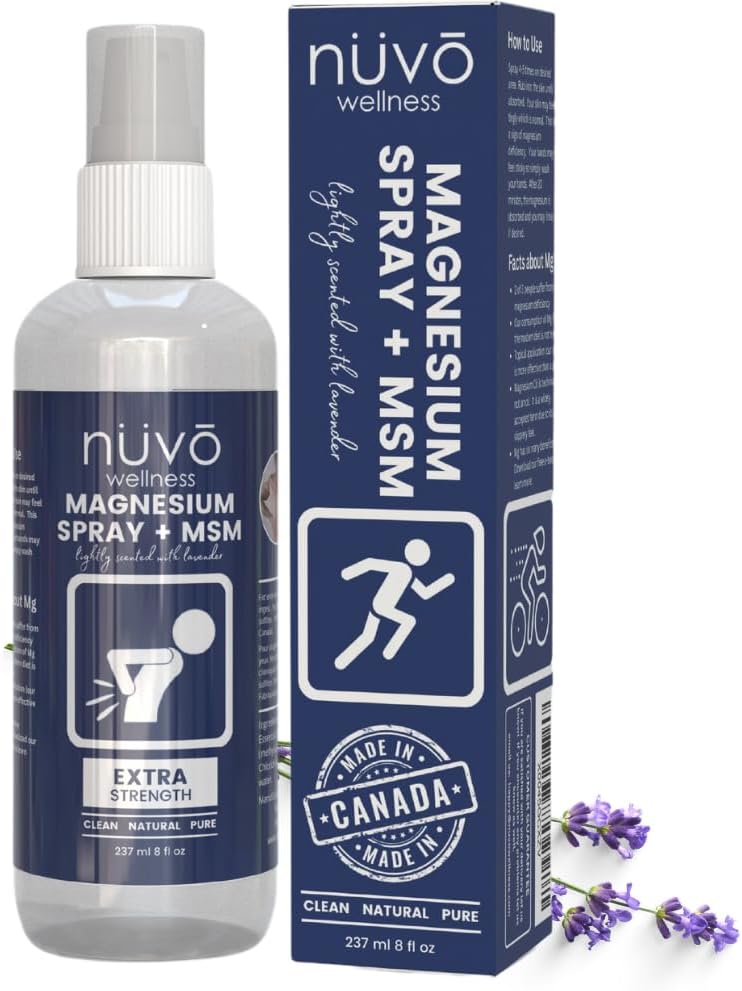 Nuvo Wellness Magnesium Spray with MSM - Extra Kekuatan-Light Lavender Scent - 12oz