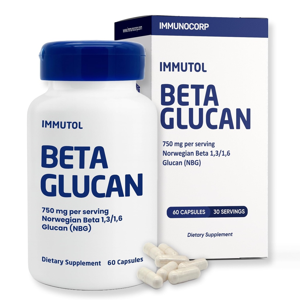 Suplemen Dukungan Immutol Immune dengan 750mg dari Beta Glucan 1,3 1.6 - Popularitas Alam, Potensi Tinggi untuk Kebal Boost dan Kelahiran, 60 Capsules (60)