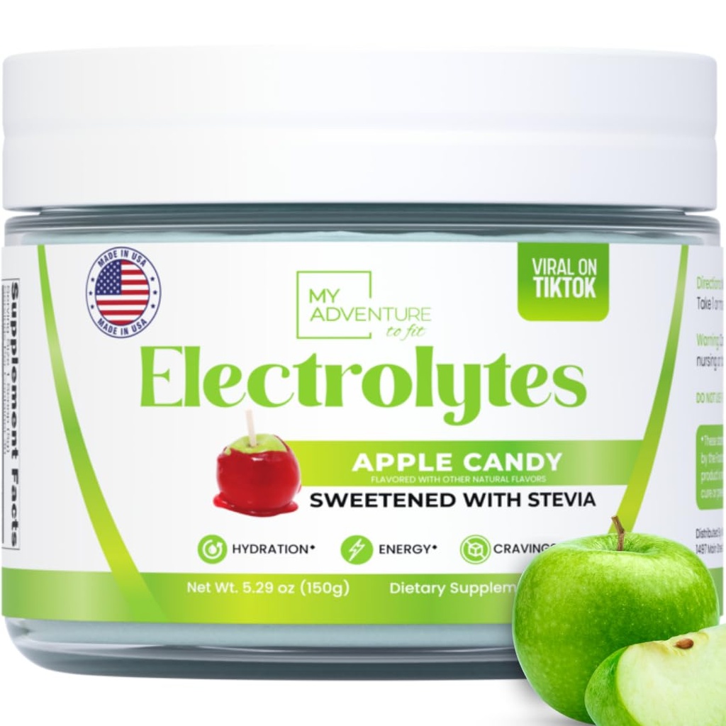 Zero Sugar - Apple Candy Electrolytes Powder - Menyegarkan Hidration - Caffeine Free Energy with All Natural Ingreations - Vegan, Keto, and Paleo - Sugar Free Electrolytes Drink Mix - with 30 Servings