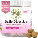 WHolistic Pet Organics: Probiotic Chews for Dogs Digetical Health - 60 Count - Dog Progories and Digetical Enzymes - Dut Health Immune Supplemen Prevention Dog Digeessive Problems