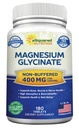 ASquared Nutrition Magnesium Glycinate 400mg - 180 Tablet - Max Power Magnesium Bisglycinate Supplement -Maximum Bioavability & Absorption - GMO - Not Buffered - Muscles, Bones & Heart