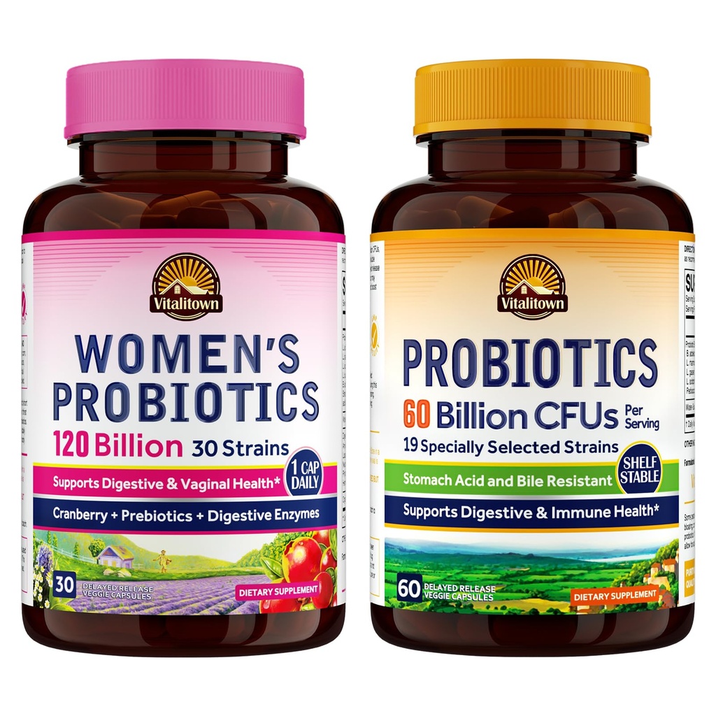 Vitalitown Probiotic Bundle (Pack of 2) Thousand 124; Women 's Progetic 120 Milion (Item 1) & Probillion 60 Milyar (Item 2)