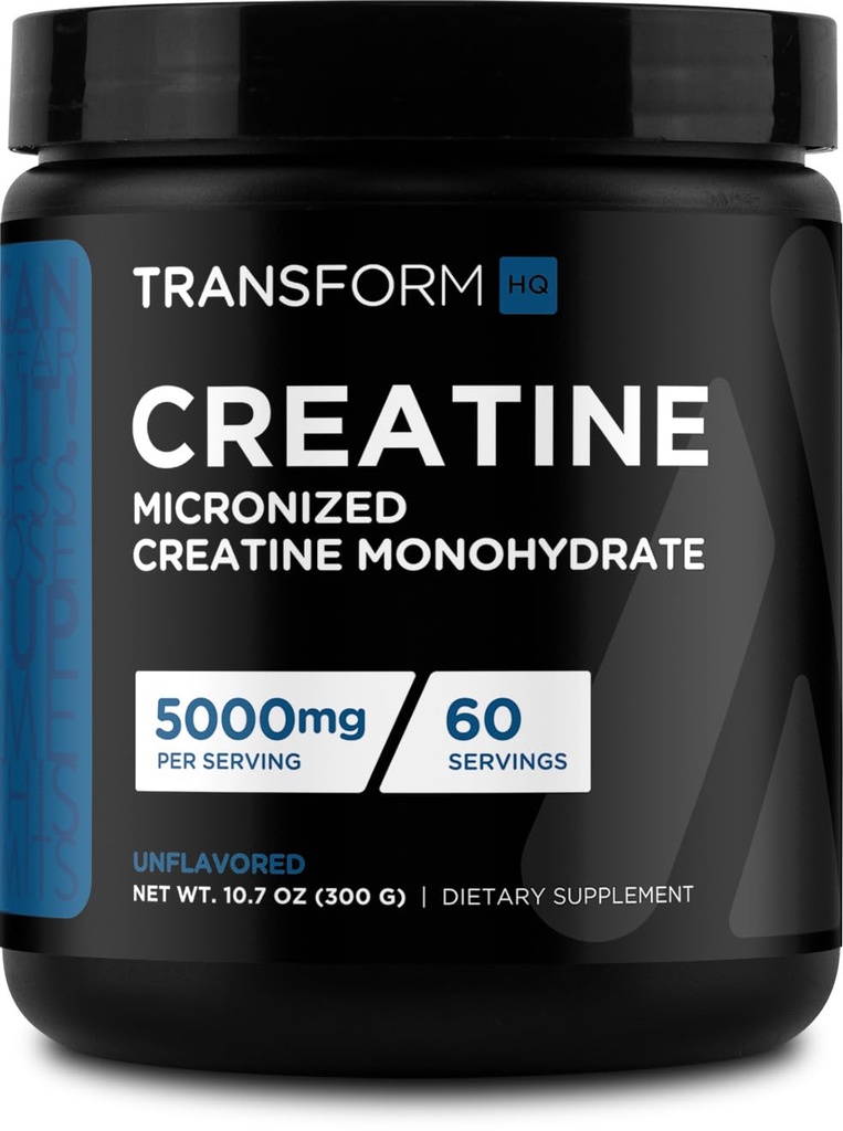 TransformHQ Creatine Monohydrate Powder (60 Serving) Unflashored - 5000mg Per Serving