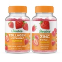 Lifeable Collagen & Vitamin C + Zinc 50mg, Gummies Bundle - Great Tasting, Vitamin Suplemen, Gluten Bebas, GMO Bebas, Gummy Chewable