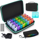 Organisasi Pill Monthly 2 kali sehari, Penyelenggara Kotak Pil Pill Bulan dengan 32 Kompartemen Harian, 30 Hari Pill Hoder dengan Kasus Pill Travel Case Vitamins Case + Portable 7- Day Travel Medicine Organizing Bag