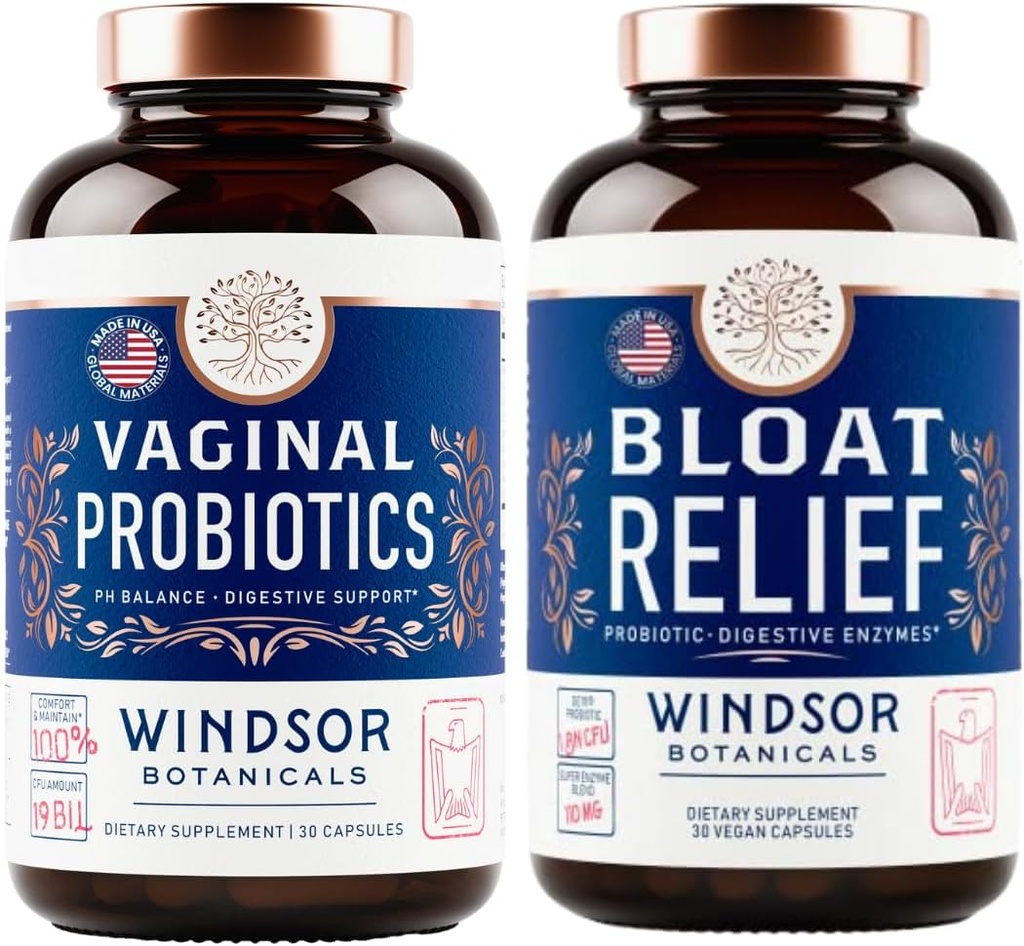 JENDSOR BOTANICALS BBloat Relief Probiotic with Enzymes and Vaginal Progories - Digetical and Vaginal Health Bundle
