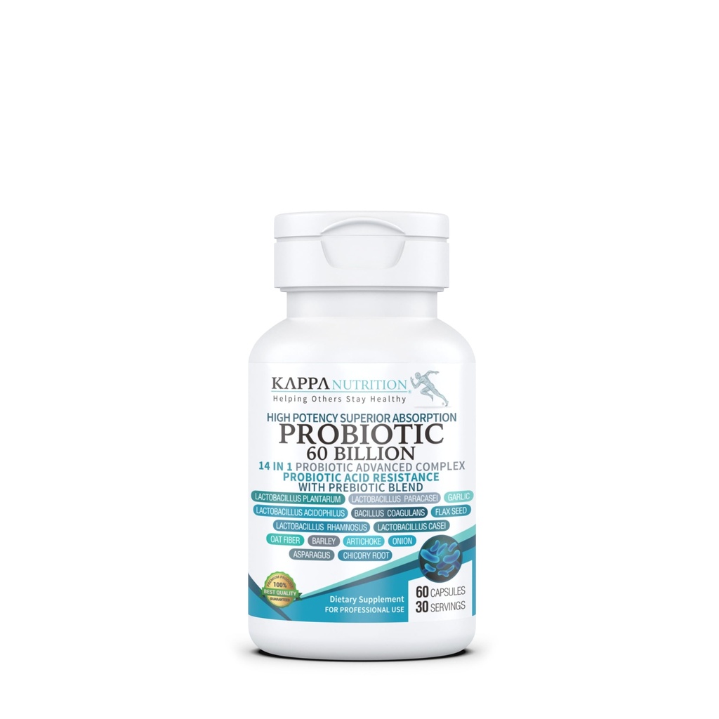 Probilisasi KAPPA NUTRISI 60 Milyar CFU 14 dalam 1 Formula dengan Pregitium & Acighellus untuk Perempuan, Pria & Dewasa, Shelf Stable, Acid Resistant, Suplemen Alam 60 Kapsul.