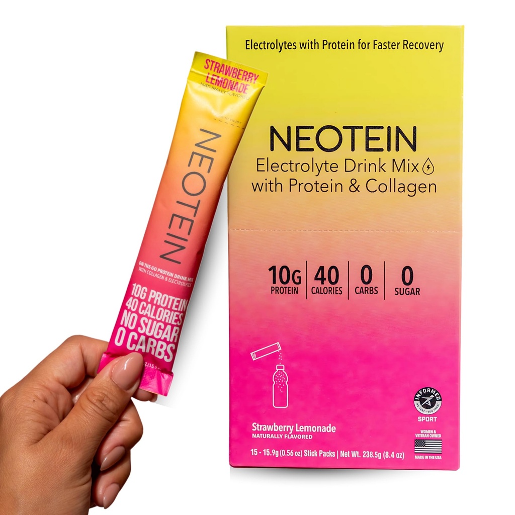 Paket Bedak Elektrolit, Powder Protein, dengan 10g Protein & Collagen 124; Paket Hidration - Nol Gula, Penjual, TIDAK ADA Karang 124; Lemonade Strawberry 124; 40 Kalories 124; Keto & Paleo & Panggen 128; Paket 15