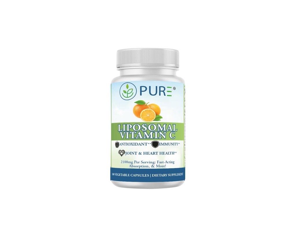 PURE Lipomal Vitamin C Kapsules, 2100mg, Sunflower Leciphy, 180 Capsules, 60- Day Suppplemen Premium Wellness