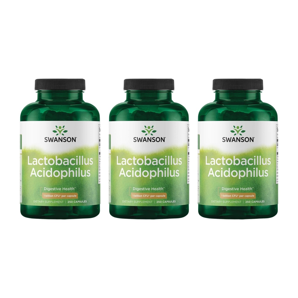 Swanson Lacleillus Acipolhilus - Probiotic Supplemen Kesehatan Digetical dengan 1 Milyar CFU Per Capsule - Promoses Bowel dan GI Tract Kesehatan - (250 Capsules) 3 Pack