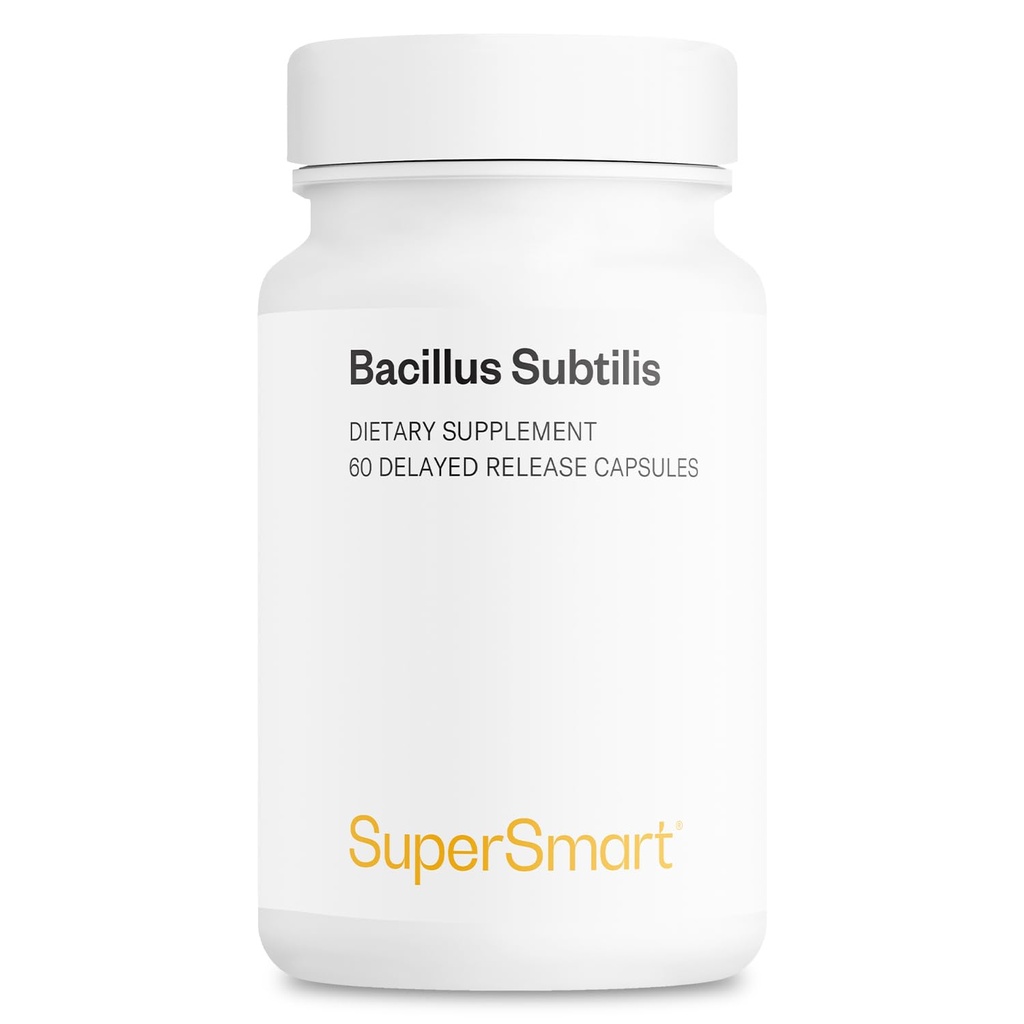 Supersmart - Bacillus Subtilis 3 Billion CFU per Hari (Population Tinggi) - Spore Probiotic Suplemen 12.4; Non-GMO & Gluten Free - 60 DR Csules