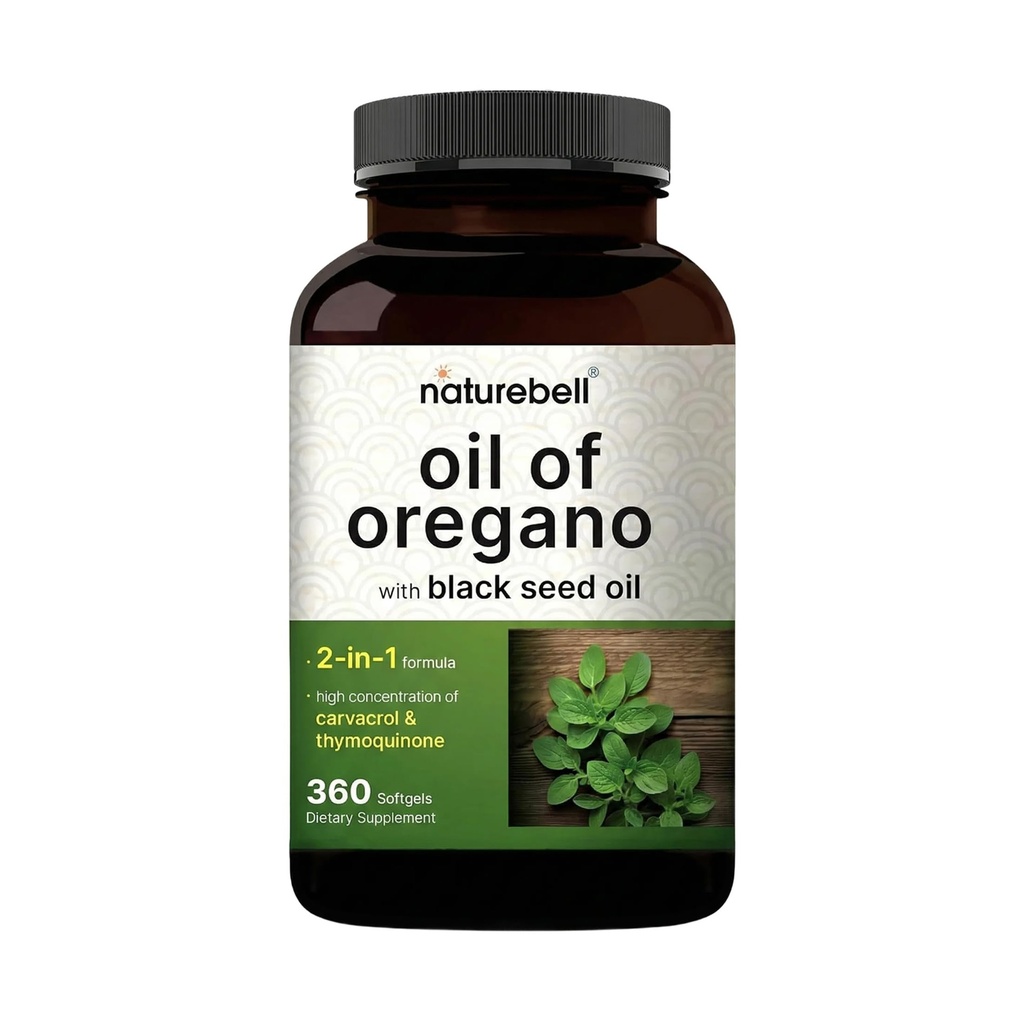 NatureBell Oregano Oil dengan Minyak Benih Hitam, 360 Softgels 124; 360day Supply Oil untuk Imune Kesehatan 124; Tetap Terkonsentrasi tinggi Carvacrol & Thymoquinone - Non-GMO