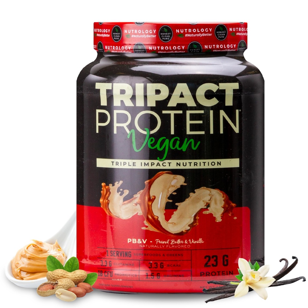 Powder Vegan Nutrologi Tevenin - Organik Pea, Rice & Pumpkin Protein, BCAAs & Glutamine - Berdasarkan Penggantian Meal Shakes untuk Pemulihan Muscle & Imunitas, Peanut Butter & Vanilla, 20 Servis