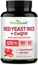 ForestLeaf Red Yeast Rice dengan CoQ10 Tambahan - 1215mg Ekstra Katup Rice Merah Yeast dengan Alpha Lipoic Acid & Organic Flaxseed, Citrinin Free - 180 Capsules