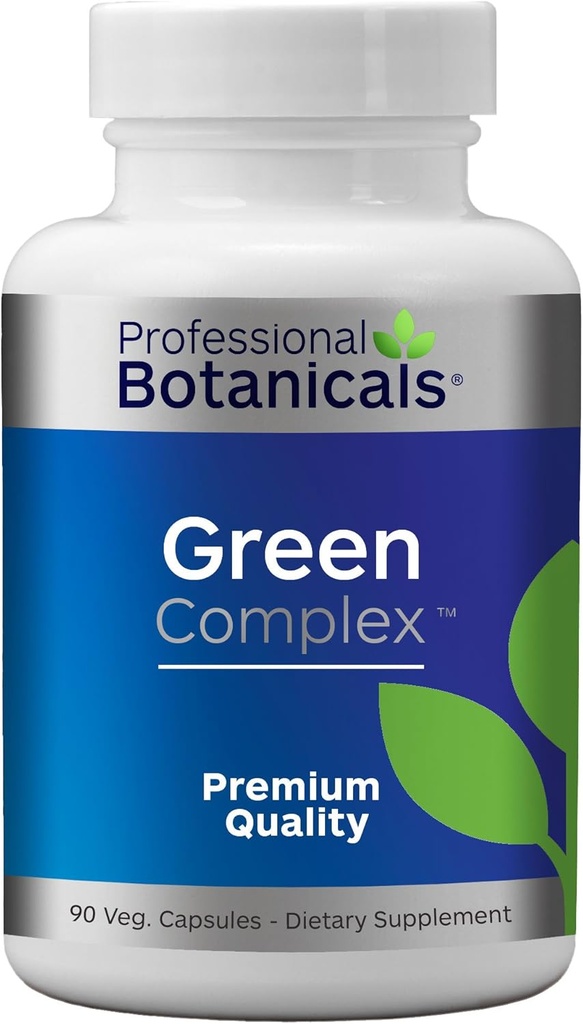 Kompleks Hijau Bhatiicals Profesional - Vegan Non GMO Organik Spirulina Algae, Organik Barley Grass Eleuthero, Cordyceps, Rhodiola Rosea, Reishi, Ashwagandha Superfood Suplemen - 90 Vegetarian Caps
