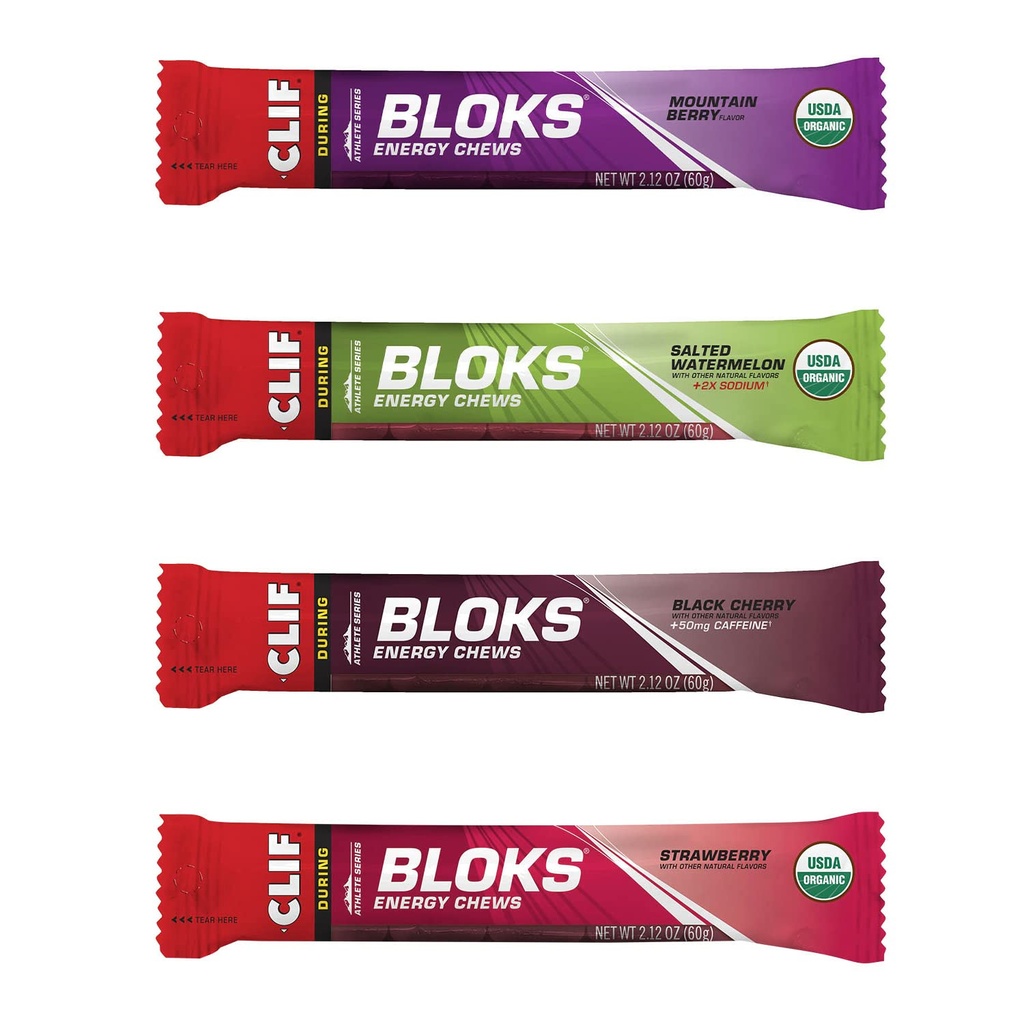 CLIF BLOKS - Energy Chews - 4 Flavor Variety Pack - Non- GMO - Plant Based Food