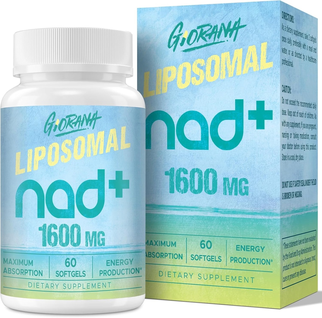 1600 MG Lipomal NAD + Supplement, NAD + Boosting Superior Absorpsi, Vitamin B3 for Aging Defense, Longevity, Energy, Repair, Non-GMO, 60 Softgels