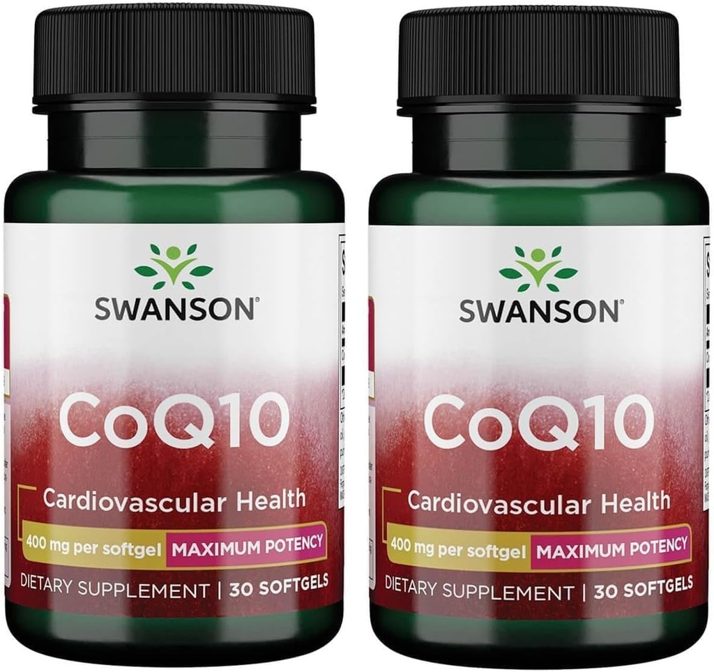 Swanson CoQ10 - Membantu Perlindungan Kesehatan Jantung, Dukungan Energi, & Aids Overall Cardiovascular System Kesehatan - Membantu Mempertahankan Suplemen Koenzim Q10 - (30 Softgel, 400mg Masing-masing)