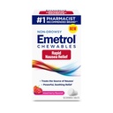 Emetrol Non-Drowsy Nausea Relief - Obat yang Dapat Dicuci untuk Perut Teratas - Nausea Relief - Campuran Berry Flavor, 60 Tablet