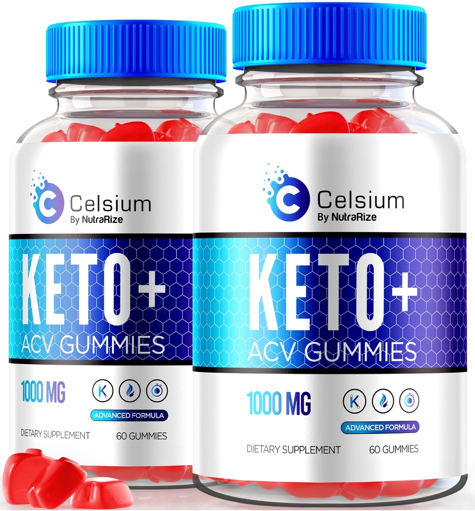 NutraRize (Pack of 2 Celsium Keto + ACV Gumi, Formula Lanjut 1000MG Apple Cider Vinegar, All-Natural Keto Kantor, Tambahan Diet Celsium, Review (120 Gummies)