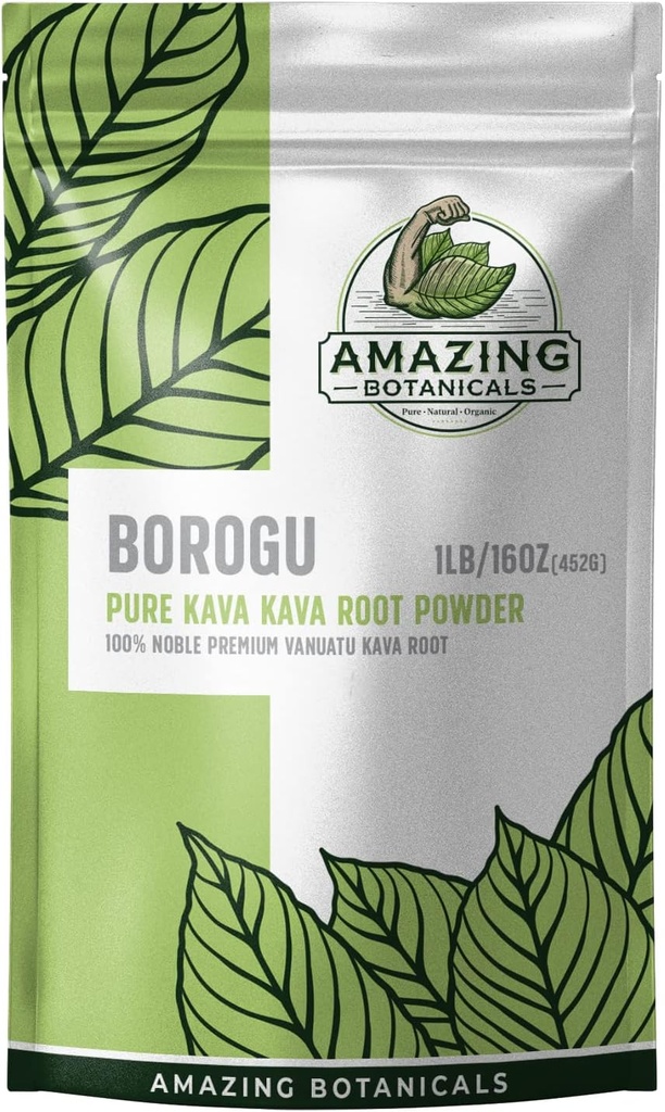 Amazing Botanicals Kava Root - Segar Borogu Kava - 100% Noble Kava - Kava 16oz / 1lb, 1 Pound Bag of Pure Finest Segar Vanuatu Kava Root