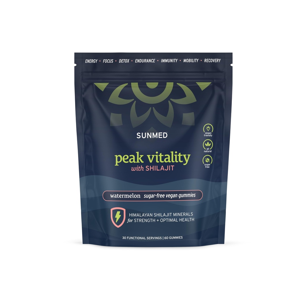 Puncak Vitalitas Hilayan Shilajit Gummies for Strength, Energy & Optimal Health - Sugar- Free, Vegan, All- Natural - Cognitive Focus, Recovery, Immunity - Watermelon Flavor, 60ct
