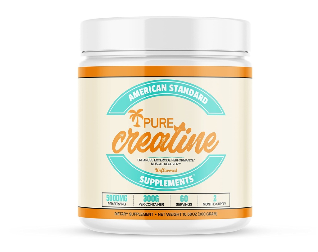 Suplemen Standar Amerika Murni Creatine Monohydrate Micronized Powder - Mikronized Creatine Monohydrate Powder - Unfetamined - 5000mg per Serving - 60 Serving (300 g)