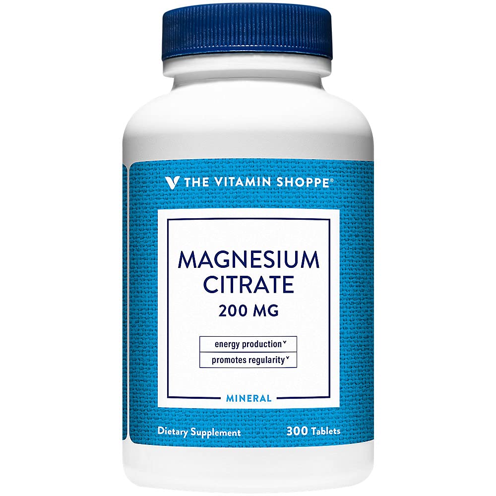 Vitamin Shopper Magnesium Citrate 200mg Tablet - untuk Relaksasi Otot Efektif - Mendukung Nerve, Heart, dan Fungsi Muscle Sementara Boosting Energi Produksi (300 Tablet)