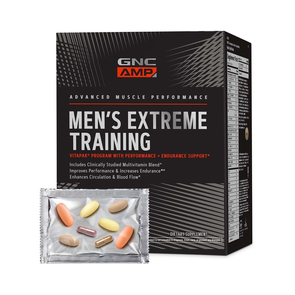 Program Pelatihan Extreme Vitabak GNC AMP, 5 Product dalam 1, paket Vitamin Konvenient untuk Performance & Endurance, Pertumbuhan Multivitamin, Ingreda Proven, Caffeine, Oxide Nitric, 30 Hari Supply
