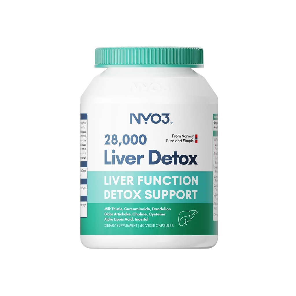 NYO3 Milk Thistle 200mg Detox Suplemen Liver with Dandelion Root & Artichoke Extract 126; 60 Capsules 14; Silymarin Antioksidant Dukungan, Liver Cleanse & Herbal Kesehatan