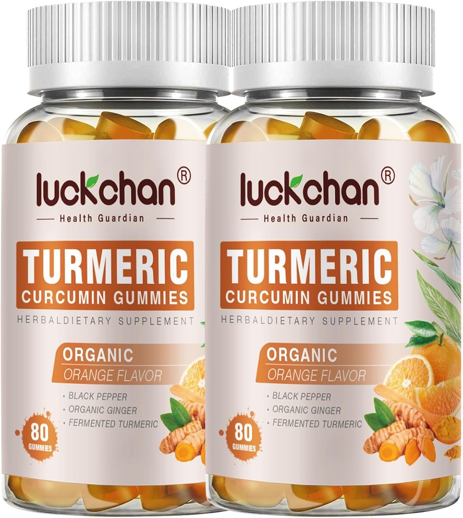 Turmeric and Ginger Gummies (2 Pack) - Turmeric Curcumin dengan Black Pepper & Ginger Suplemen Kebal Kebal - Vegan Turmerik Gummi untuk Dewasa - Gluten Bebas, Gula Rendah