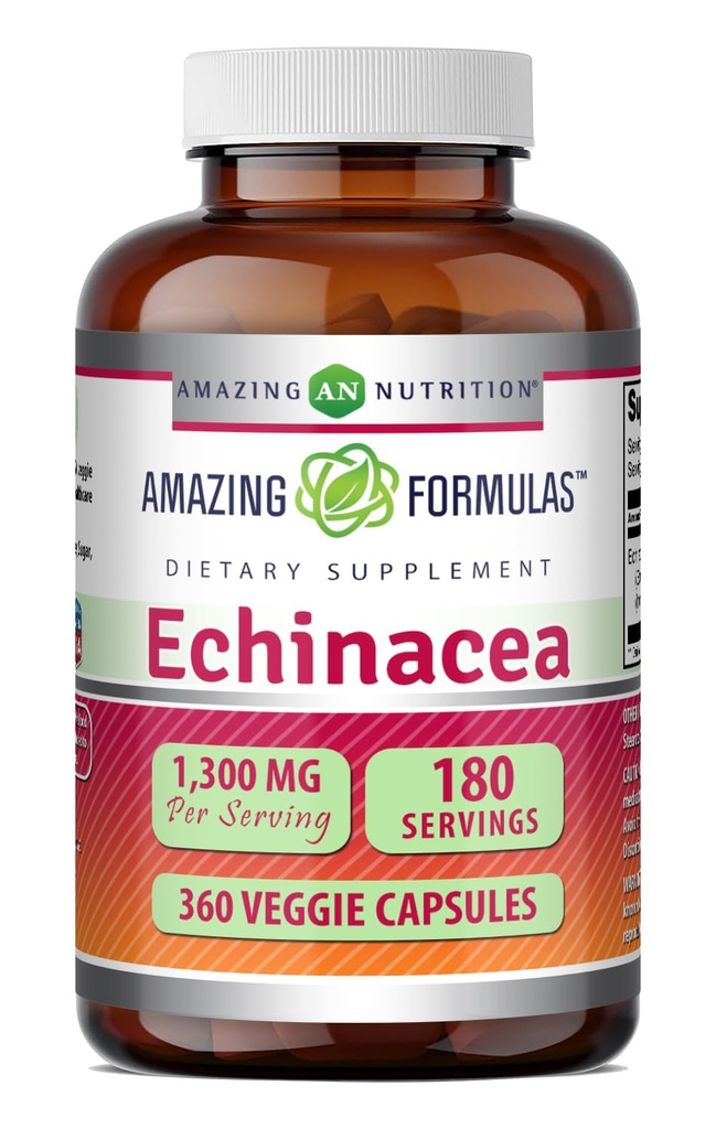 Menakjubkan Formulas Echinacea 124; 1300 Mg Per Serving 124; 360 Vevgie Capsules; Non-GMO 124; Gluten Free 124; Dibuat di USA