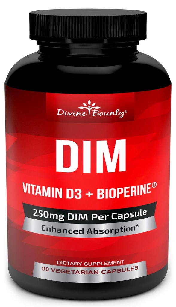 Tambahan DIM 250mg dengan Vitamin D3 ditambah BioPerine - Diindolylmetana Menopause & Estrogen Dukungan Hormone Balance untuk Perempuan dan Pria - 90 Vegetarian Caps