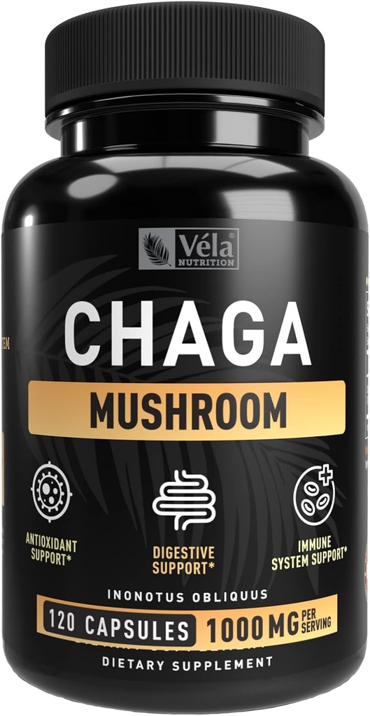Vela 's Chaga Mushroom Supplemen Mushroom Capsule 124; 1500 mg per Serving 124; 120 Capsules (Chaga Jamur (120 Count)