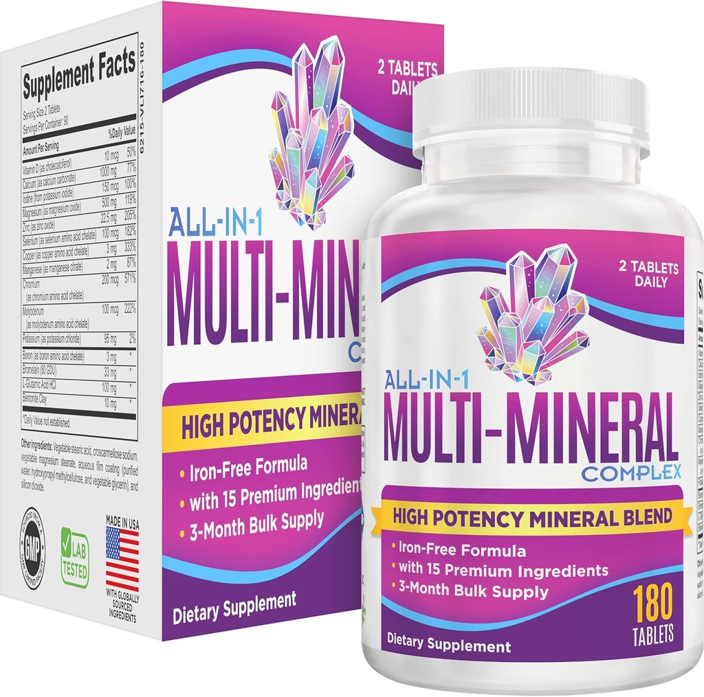 Semua-in-1 Multieral Suplement Blend (Iron Free Formula) Multimineral 124; Telusuri Minerals 124; Potensi Multi Mineral Suplemen Mineral 124. Kompleks Mineral 124; 90- Hari Persediaan Bulk 124; 180 Tablet