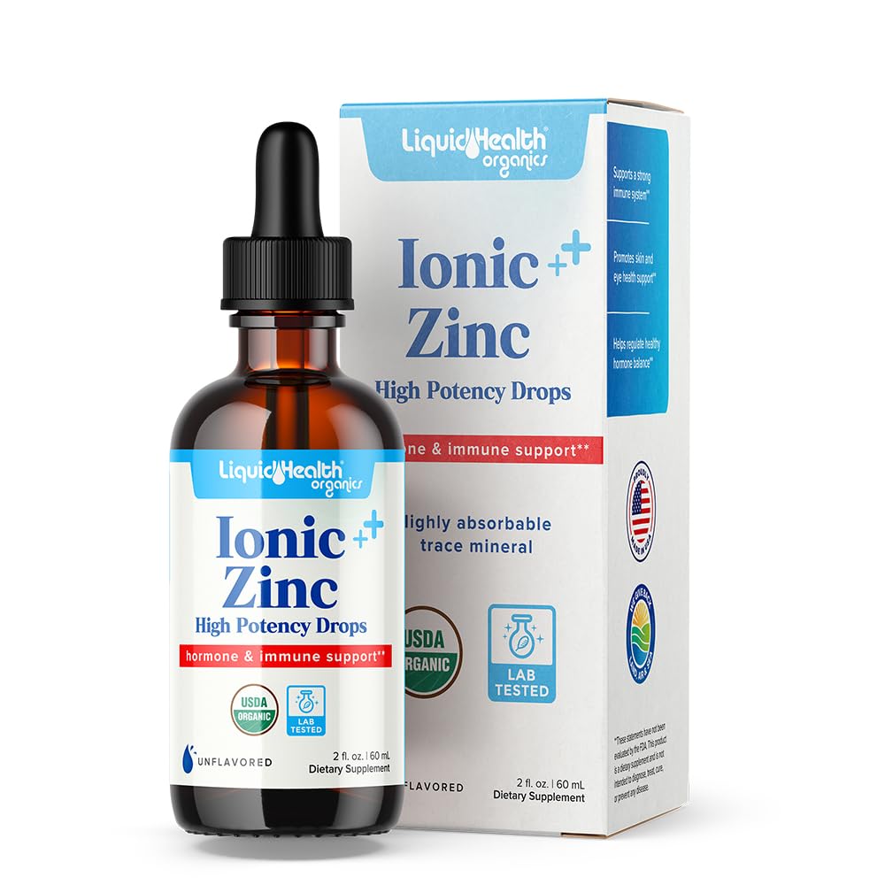 LLIQUIDHEALTH USDA Organic Ionic Tinggi Potency Drops - Trace Mineral Liquid Vitamin Suplemen untuk Dewasa & Anak-Anak - Imune & Digetical Dukungan, Skin & Weund Health - USA Dibuat, Vegan, Non-GMO (2 Oz)
