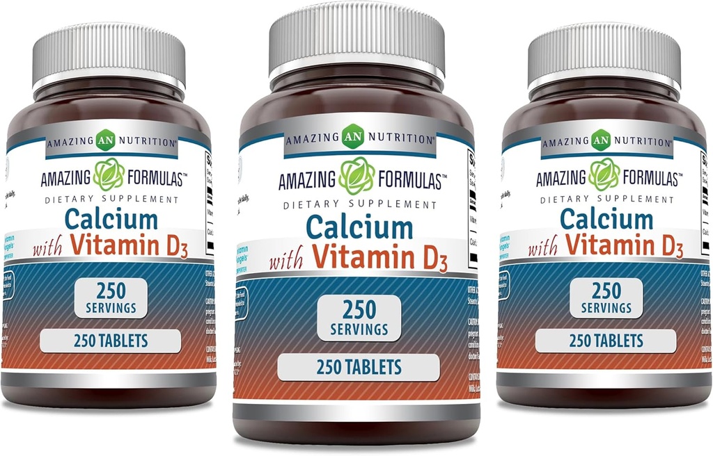 Menakjubkan Formula Kalsium dengan Vitamin D3 Tambahan 124; Tablet 126; Non-GMO 124; Gluten- Bebas 124; Dibuat di AS (3 Pack, 250 Count)