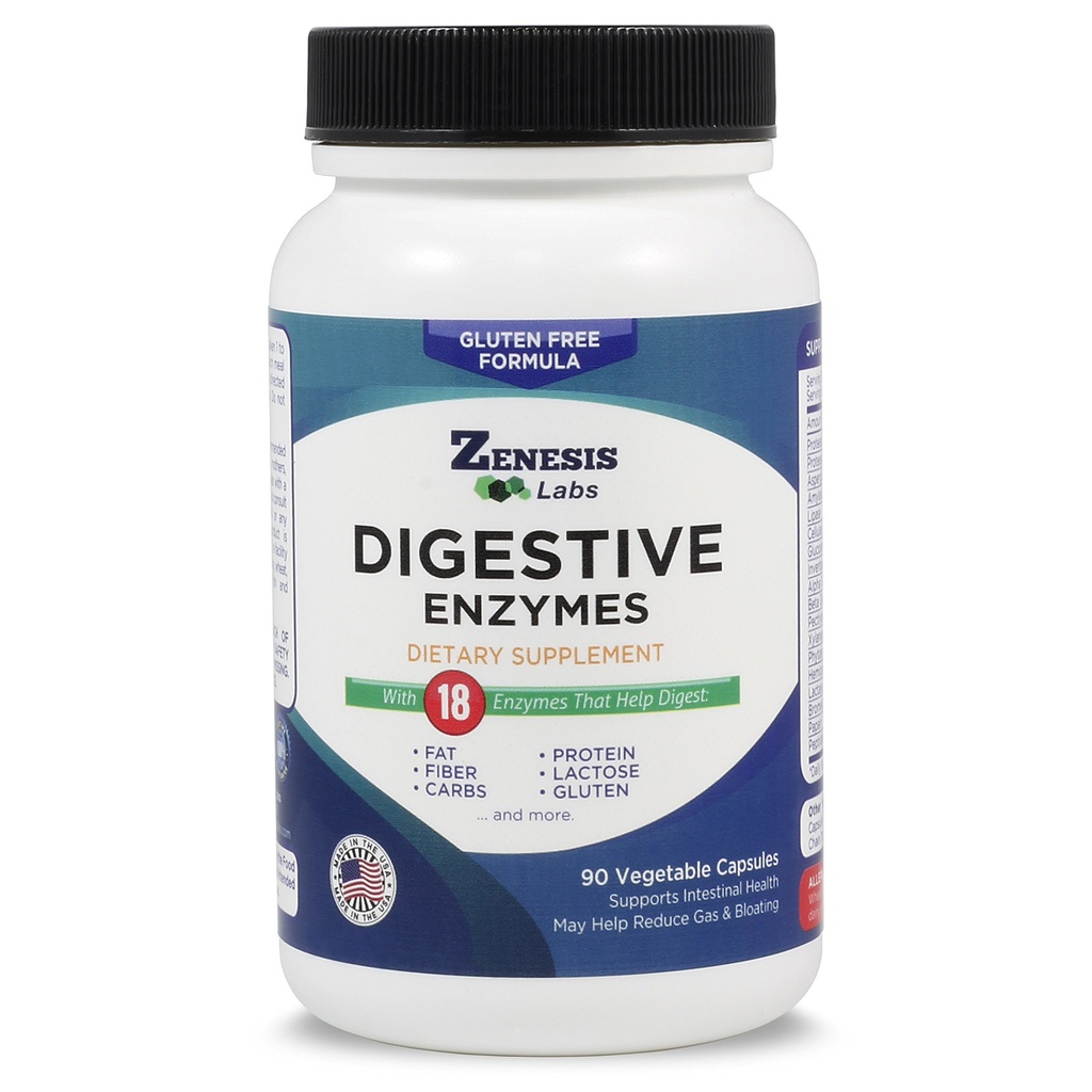 Zenesis Labs Digetical Enzymes - dengan Amylase, Bromelain, Protease, Lipase, & 14 Enzymes lainnya - 90 Kapsul