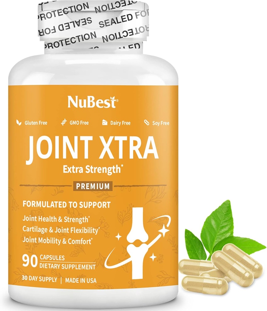 NUBest Joint Xtra - Dukung Supplemen; Gabungan Kesehatan Formula dengan Triple Joint Kekuatan - Glucosamin, Chondroitin, Turmeric, MSM 124; 1 Pasokan Bulan