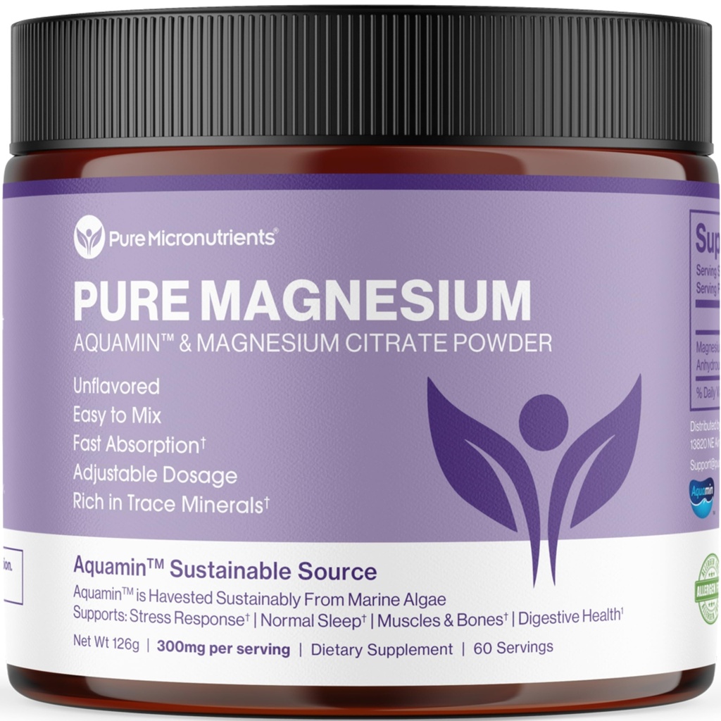 Powder Citrat Magnesium murni untuk menyokong Tidur, Muscle & Bone Health, Energy, Heart & Ditrable. Magnesium Powder Tanpa Rasa Minum Mix, Vegan, 60 Servis