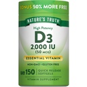 Nature 's Truth Vitamin D3 2000 IU Softgeels untuk Dewasa 124; 150 Count 124; Tinggi Potency 124; Non-GMO dan Gluten Free Supplemen