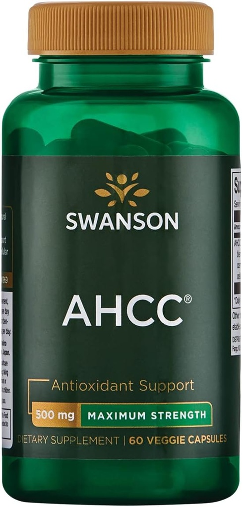 Swanson Maximum Power AHCC - Memproyeksikan Advanced Ammune Support - Natural Suplemen Membantu NK Conls & Liver Dukungan - (60 Veggie Capsules, 500mg Masing-masing)