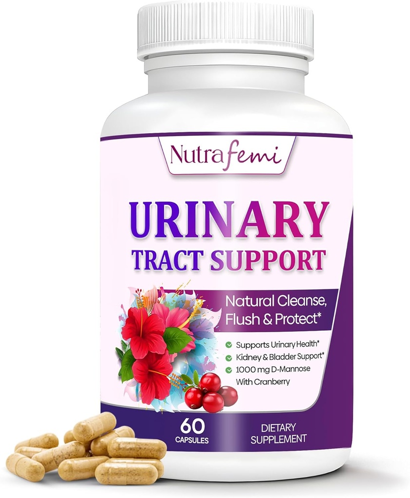 Suplemen Kesehatan Uriner Trakt untuk Perempuan, UTI Kesehatan, Flushes Impuls dan Cleanses Urinary System, Dukungan Bladder, D-Mannose dengan Cranberry, Dandelion & Hibiscus