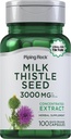 Piping Rock Milk Thistle Supplemen 3000mg 124; 100 Capsules 124; konsentrasi Herbal Extract 124; Non- GMO, Gluten Bebas