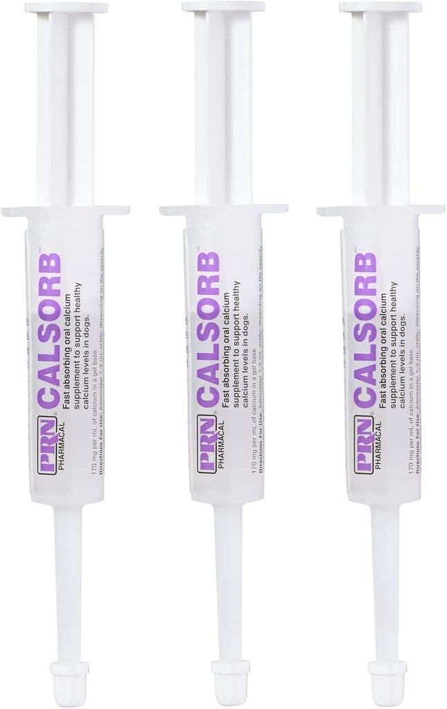 Pharmacal Calsorb Pharmacal - Calsium Nuttration Suplement untuk Membantu Mempertahankan Kalsium Sehat pada Anjing - Gel- Berdasarkan Suplemen Nutrasi Anjing dalam Easy- Gunakan Syrince - 12 mL Syringe (3 Paket)