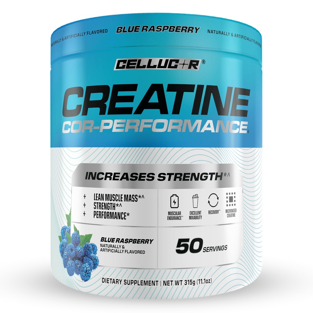 Selucu Creatine Powder, Blue Raspberry Flavor - meningkatkan Kekuatan, Lean Muscle Mass & Endurance, Micronized Creatine untuk Absorpsi Cepat, 5g Creatine per Serving, 50 Serving