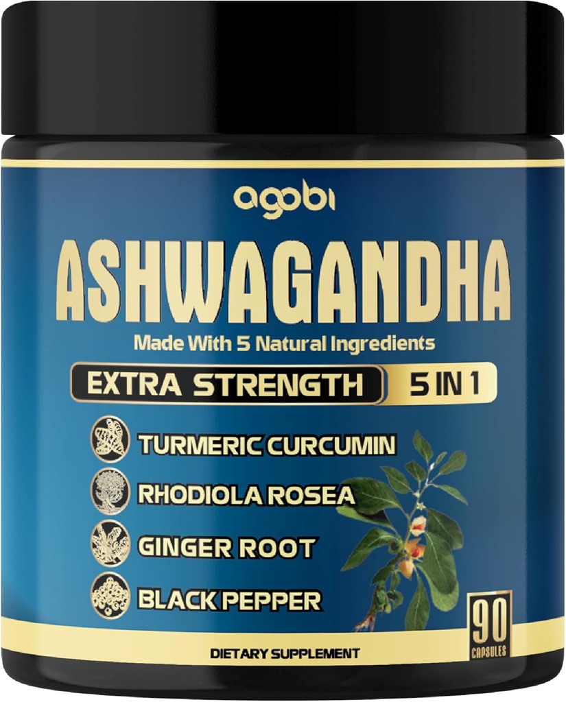 agobi Ashwagandha Tambahan Kapsul - 90 Counts untuk 3-Bulan Suppply
