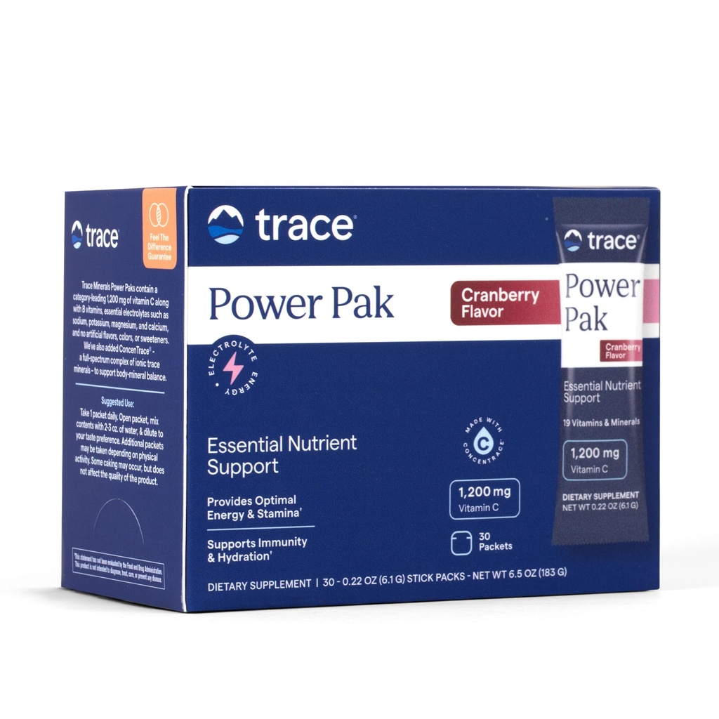 Telusuri Tenaga Mineral Pak Multivitamin dan Paket Multimineral - Dukungan Elektrolite - 1200 mg Vitamin C ditambah 70 + Trace Minerals - Cranberry Flavor - 30 Paket