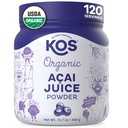 KOS Organic Acai Juice Powder - USDA Certified Organic, Plant Based Superfood Antioksidants, Superberry from Brazil, Great for Smoothies and Bowls, 0g Sugar, Vegan, Gluten- Free, Non-GMO - 120 Pelayan