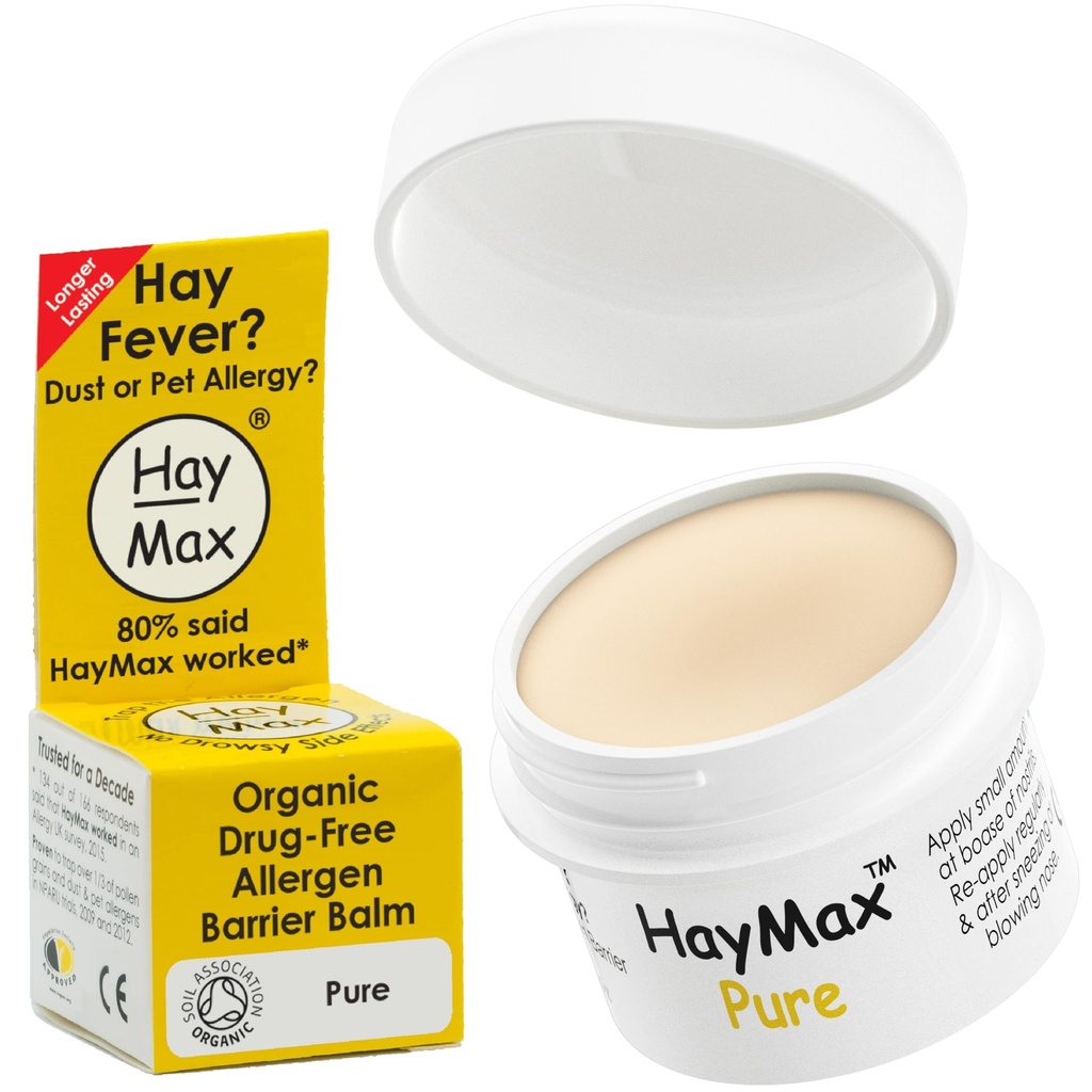 HayMax Allergen Barrier Balm - Pure 0.17 fl oz - Organik, Natural & None-Drowsy Hay Fever & Allergy Relief Balm - Blocked Pollen & Other Allergen Particles - Great for Dewasa, Anak-anak & Pregnant